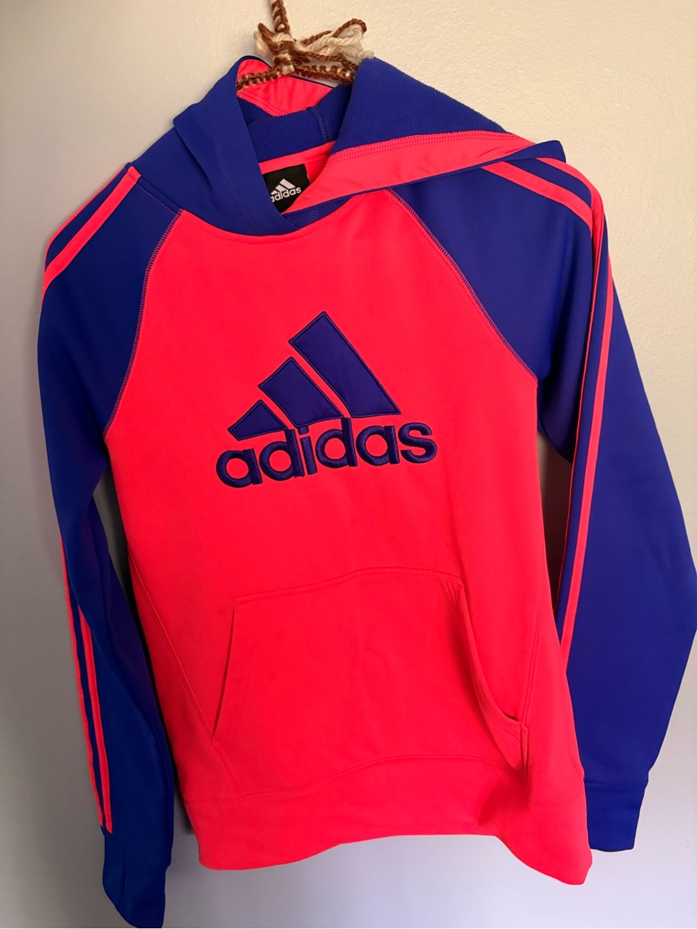 adidas Neon Pink & Royal Blue Logo Pullover Hoodie